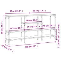 Produktbild för Avlastningsbord rökfärgad ek 160x29x80 cm konstruerat trä