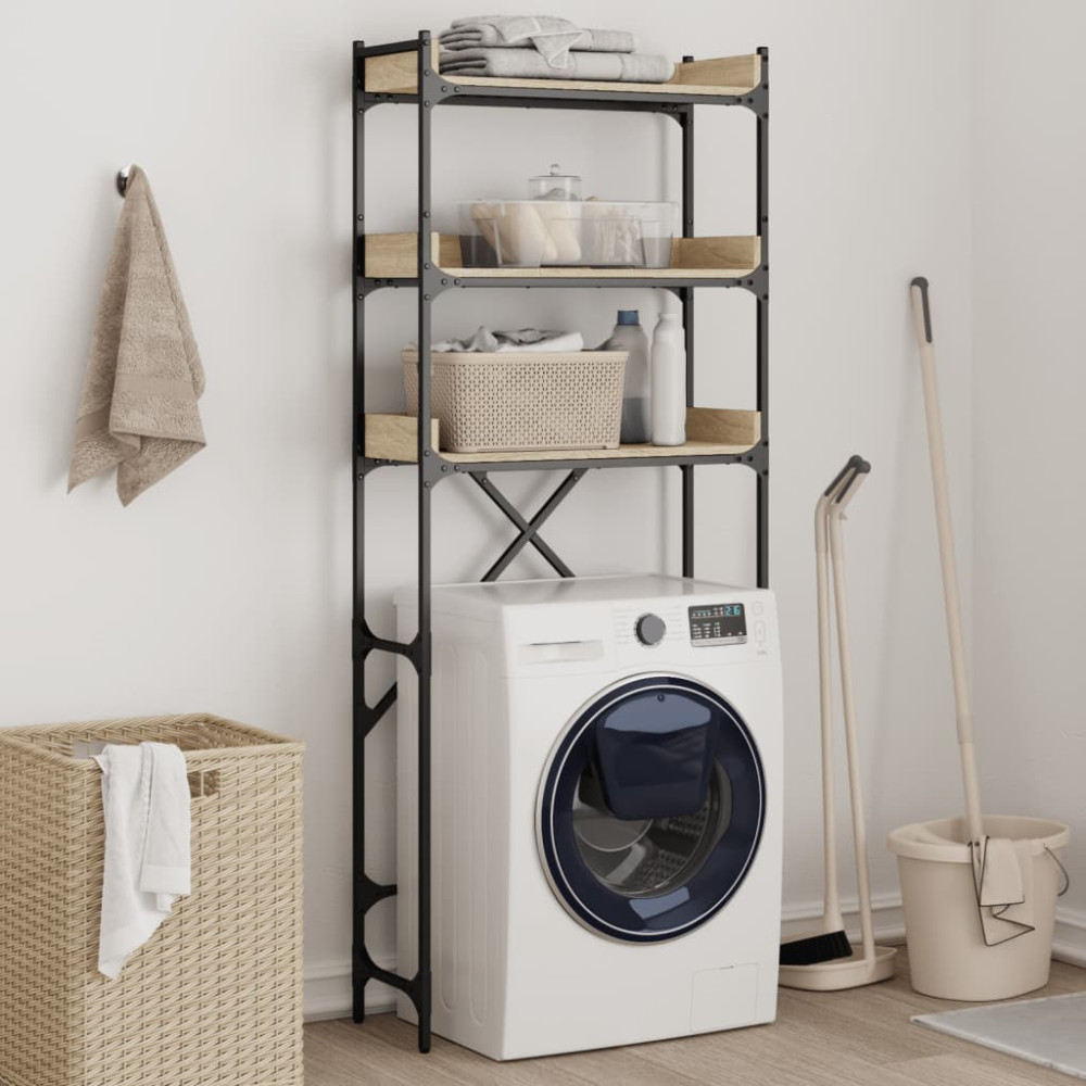 Produktbild för Tvättmaskinsskåp sonoma-ek 67x25x163 cm konstruerat trä