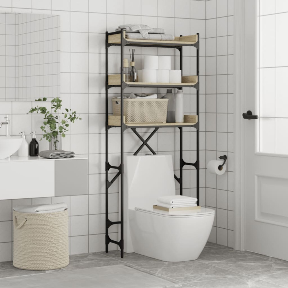 Produktbild för Tvättmaskinsskåp sonoma-ek 67x25x163 cm konstruerat trä