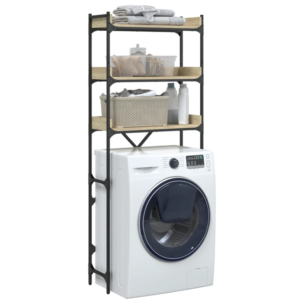Produktbild för Tvättmaskinsskåp sonoma-ek 67x25x163 cm konstruerat trä