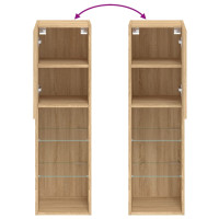 Produktbild för Tv-bänk med LED-belysning 2 st sonoma-ek 30,5x30x102 cm