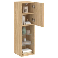 Produktbild för Tv-bänk med LED-belysning 2 st sonoma-ek 30,5x30x102 cm