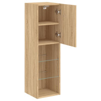 Produktbild för Tv-bänk med LED-belysning 2 st sonoma-ek 30,5x30x102 cm