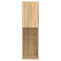 Produktbild för Tv-bänk med LED-belysning 2 st sonoma-ek 30,5x30x102 cm