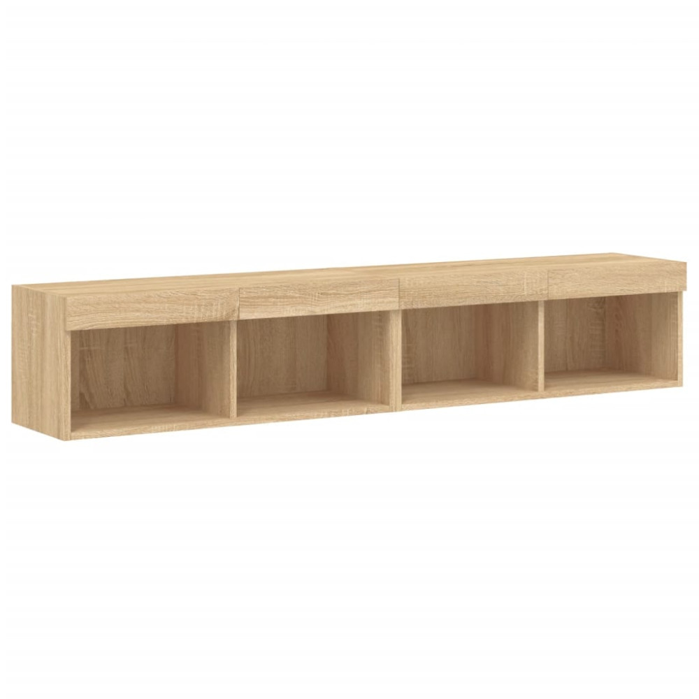 Produktbild för Tv-bänk med LED-belysning 2 st sonoma-ek 80x30x30 cm