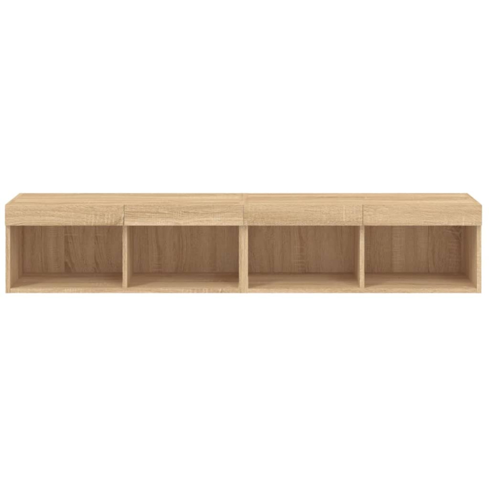 Produktbild för Tv-bänk med LED-belysning 2 st sonoma-ek 80x30x30 cm