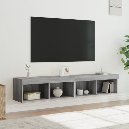 vidaXL TV-bänk med LED-belysning 2 st grå sonoma 80x30x30 cm