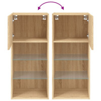 Produktbild för Tv-bänk med LED-belysning 2 st sonoma-ek 40,5x30x90 cm