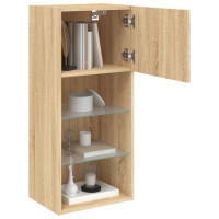 Produktbild för Tv-bänk med LED-belysning 2 st sonoma-ek 40,5x30x90 cm