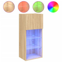 Produktbild för Tv-bänk med LED-belysning 2 st sonoma-ek 40,5x30x90 cm