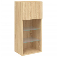 Produktbild för Tv-bänk med LED-belysning 2 st sonoma-ek 40,5x30x90 cm