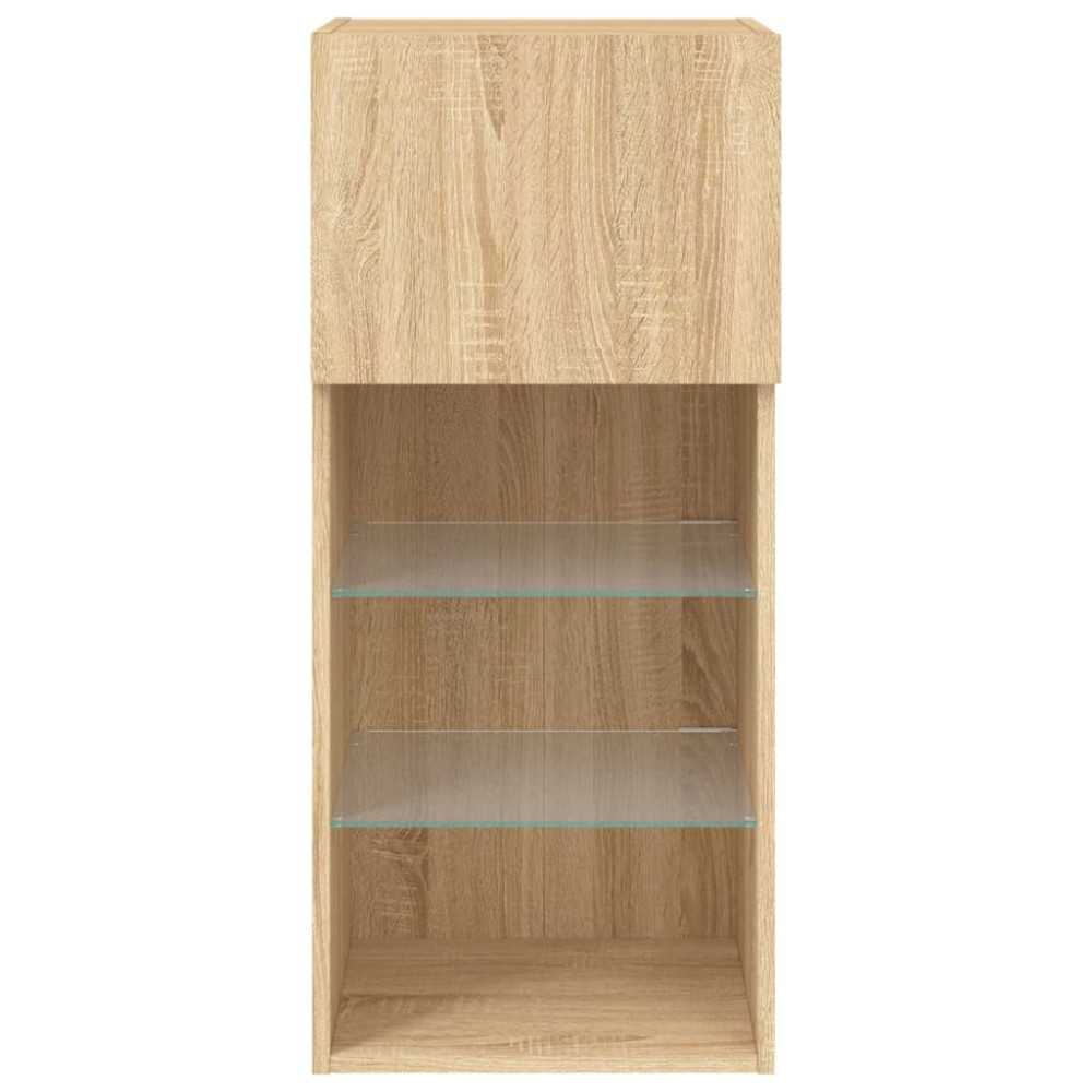 Produktbild för Tv-bänk med LED-belysning 2 st sonoma-ek 40,5x30x90 cm