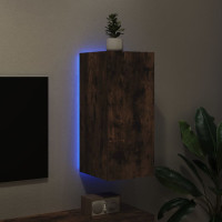 Produktbild för Väggmonterad tv-bänk LED rökfärgad ek 30,5x35x70 cm
