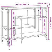 Produktbild för Konsolbord med hyllor svart 100x35x75 cm