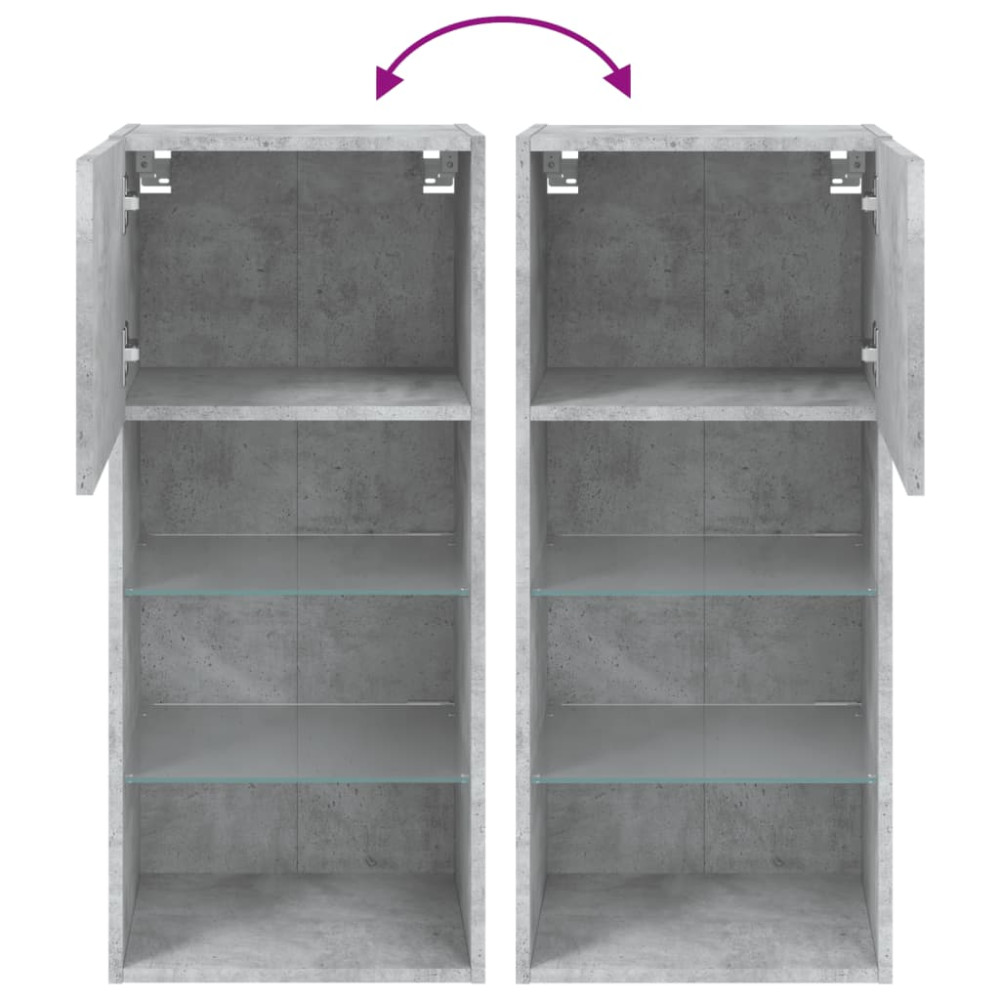 Produktbild för TV-bänk med LED-belysning 2 st betonggrå 40,5x30x90 cm