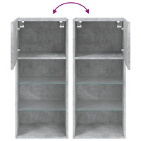 Produktbild för TV-bänk med LED-belysning 2 st betonggrå 40,5x30x90 cm