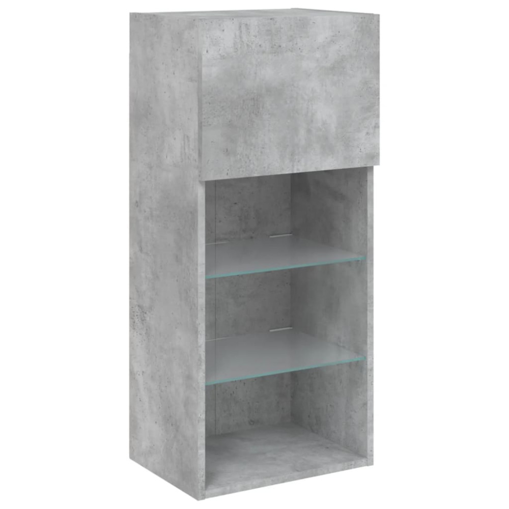 Produktbild för TV-bänk med LED-belysning 2 st betonggrå 40,5x30x90 cm