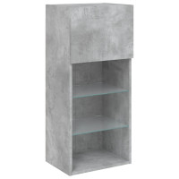 Produktbild för TV-bänk med LED-belysning 2 st betonggrå 40,5x30x90 cm