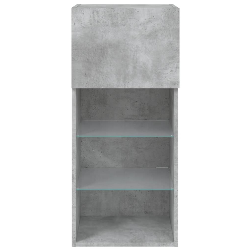 Produktbild för TV-bänk med LED-belysning 2 st betonggrå 40,5x30x90 cm