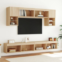 Produktbild för Tv-bänk med LED-belysning 2 st sonoma-ek 100x30x30 cm