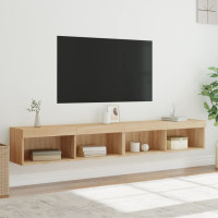 Produktbild för Tv-bänk med LED-belysning 2 st sonoma-ek 100x30x30 cm