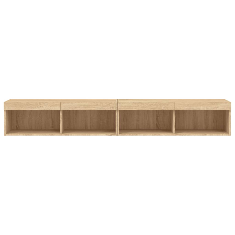 Produktbild för Tv-bänk med LED-belysning 2 st sonoma-ek 100x30x30 cm