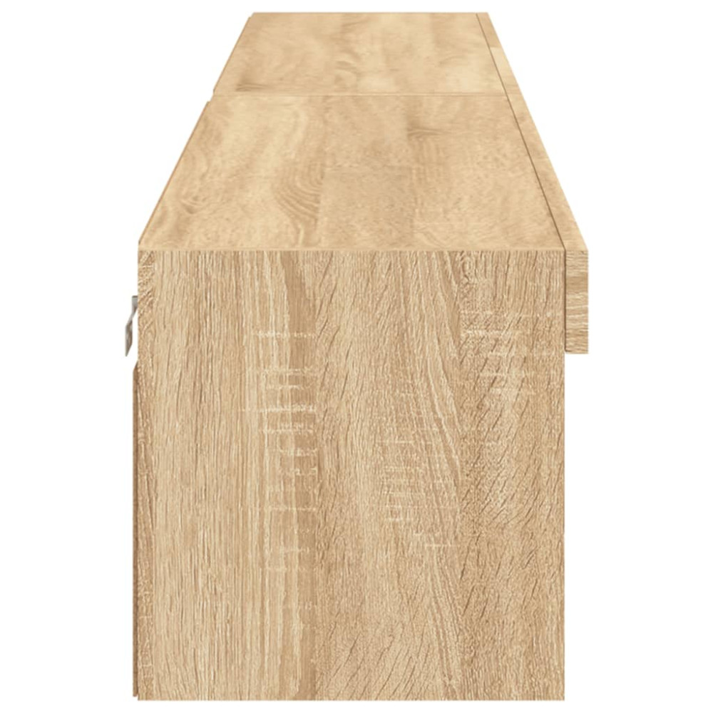Produktbild för Tv-bänk med LED-belysning 2 st sonoma-ek 100x30x30 cm