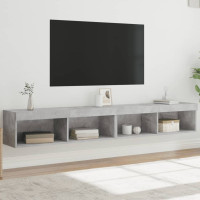 Produktbild för TV-bänk med LED-belysning 2 st betonggrå 100x30x30 cm