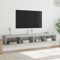 Produktbild för TV-bänk med LED-belysning 2 st betonggrå 100x30x30 cm