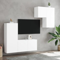 Miniatyr av produktbild för Tv-bänk 4 delar vit konstruerat trä