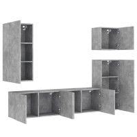 Miniatyr av produktbild för Väggmonterade TV-enheter 5 delar betonggrå konstruerat trä