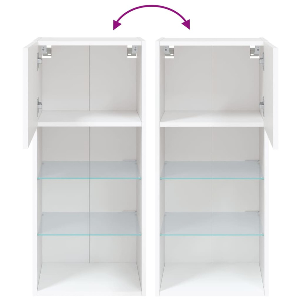 Produktbild för TV-bänk med LED-belysning 2 st vit 40,5x30x90 cm
