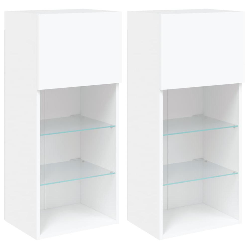 Produktbild för TV-bänk med LED-belysning 2 st vit 40,5x30x90 cm