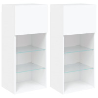 Produktbild för TV-bänk med LED-belysning 2 st vit 40,5x30x90 cm