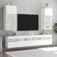 Produktbild för TV-bänk med LED-belysning 2 st vit 40,5x30x90 cm