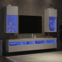 Produktbild för TV-bänk med LED-belysning 2 st vit 40,5x30x90 cm