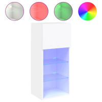 Produktbild för TV-bänk med LED-belysning 2 st vit 40,5x30x90 cm