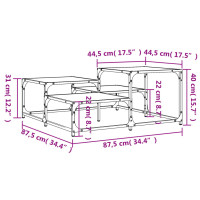 Produktbild för Soffbord svart 87,5x87,5x40 cm konstruerat trä