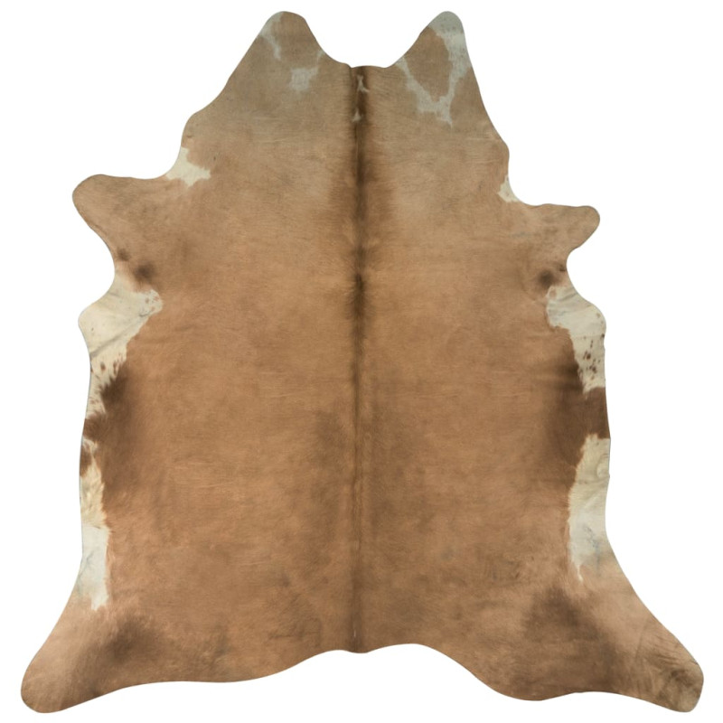 Produktbild för Äkta kohudsmatta brun och vit 180x220 cm