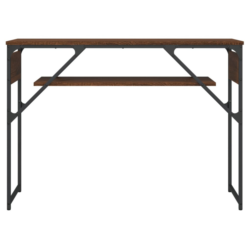 Produktbild för Avlastningsbord med hylla brun ek 105x30x75 cm konstruerat trä