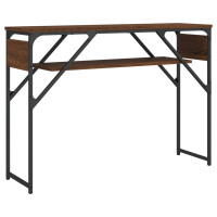 Produktbild för Avlastningsbord med hylla brun ek 105x30x75 cm konstruerat trä
