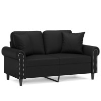Produktbild för 2-sits soffa med prydnadskuddar svart 120 cm konstläder
