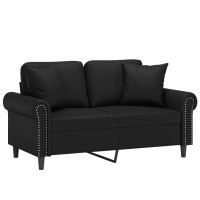 Produktbild för 2-sits soffa med prydnadskuddar svart 120 cm konstläder