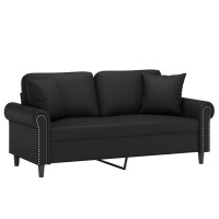 Produktbild för 2-sits soffa med prydnadskuddar svart 140 cm konstläder