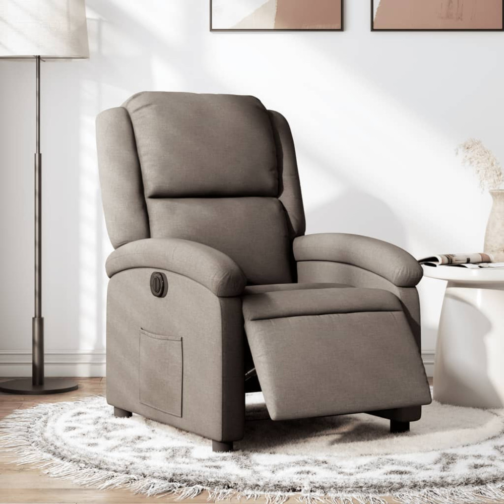 Produktbild för Elektrisk reclinerfåtölj taupe tyg
