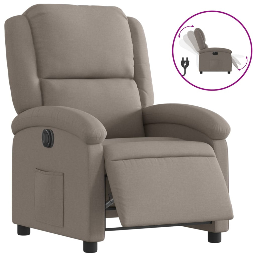 Produktbild för Elektrisk reclinerfåtölj taupe tyg