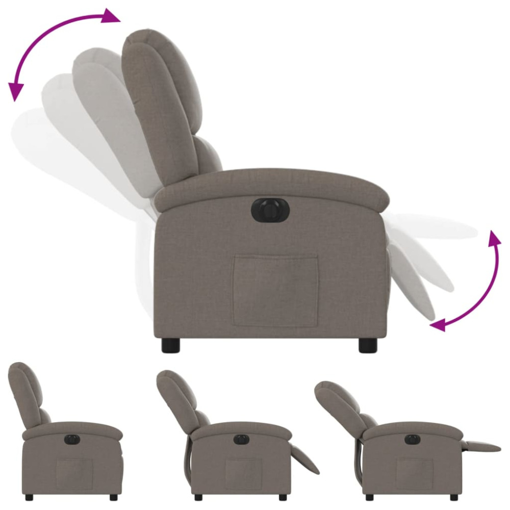 Produktbild för Elektrisk reclinerfåtölj taupe tyg