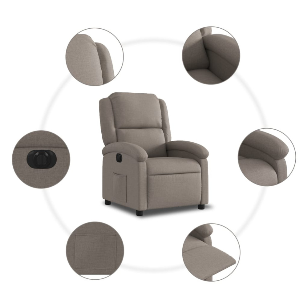 Produktbild för Elektrisk reclinerfåtölj taupe tyg