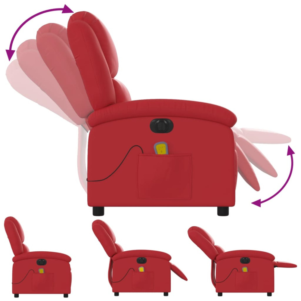 Produktbild för Elektrisk massagefåtölj röd konstläder