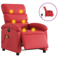 Produktbild för Elektrisk massagefåtölj röd konstläder